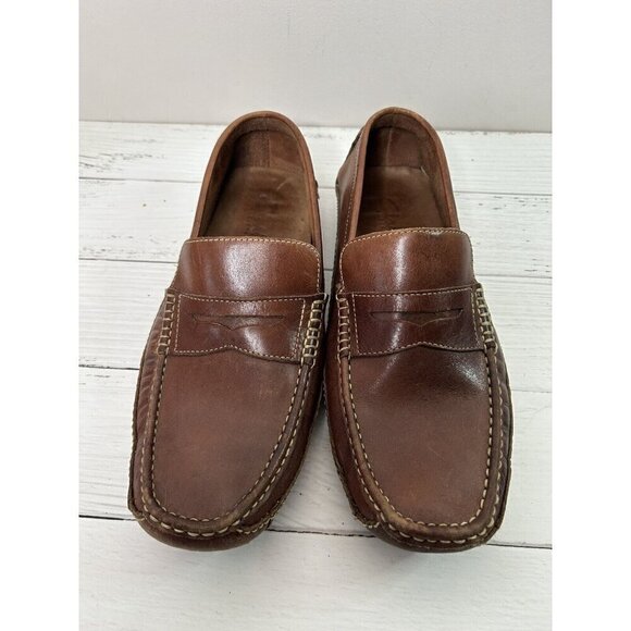 Clarks Men's Brown Tan Leather Casual Slip On Loafer Shoes Size 11 M - Picture 1 of 12